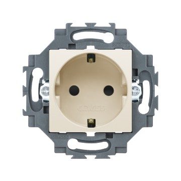 [PTG229.00208] GEWISS GW35201Y, German Standard Socket Outlet 250V Ac, Quick Wiring Terminals, 2P+E 16A, Ivory, Dahlia