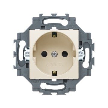 [PTG229.00209] GEWISS GW35202Y, German Standard Socket Outlet 250V Ac, Screw Terminals, Front Tightening Terminals, 2P+E 16A, Ivory, Dahlia
