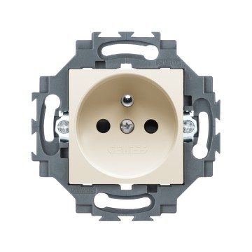 [PTG229.00213] GEWISS GW35212Y, French Standard Socket Outlet 250V Ac, Screw Terminals, Front Tightening Terminals, 2P+E 16A, Ivory, Dahlia