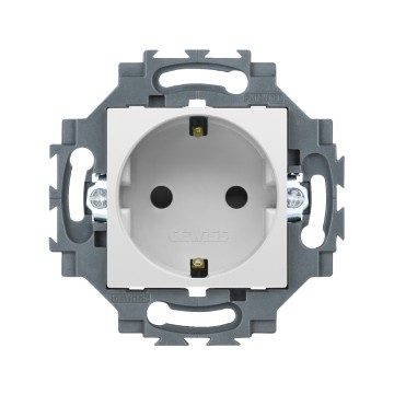 [PTG229.00219] GEWISS GW35206W, German Standard Socket Outlet 250V Ac, Quick Wiring Terminals, 2P+E 16A, White, Dahlia