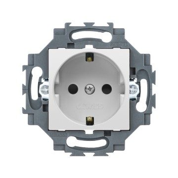 [PTG229.00220] GEWISS GW35207W, German Standard Socket Outlet 250V Ac, Screw Terminals, Front Tightening Terminals, 2P+E 16A, White, Dahlia