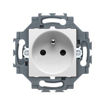 [PTG229.00224] GEWISS GW35216W, French Standard Socket Outlet 250V Ac, Quick Wiring Terminals, 2P+E 16A, White, Dahlia