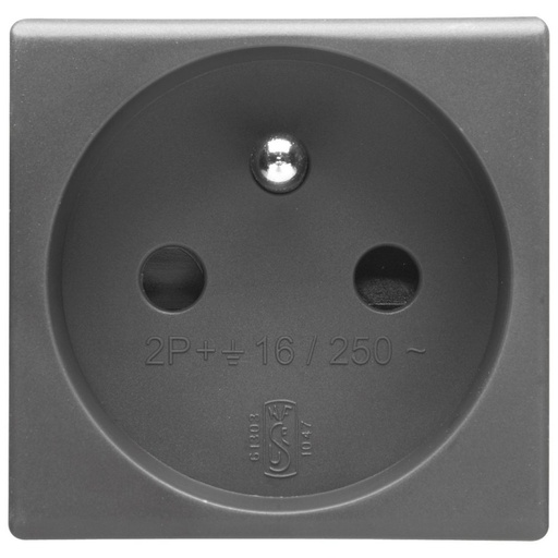 [PTG229.00230] GEWISS GW21207, French Standard Socket Outlet 250V Ac, 2P+E 16A, 2 Modules, System Black