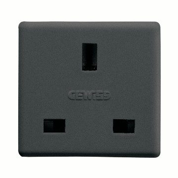 [PTG229.00231] GEWISS GW21208, British Standard Socket Outlet 250V Ac, 2P+E 13A, 2 Modules, System Black