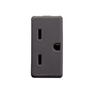 [PTG229.00235] GEWISS GW21216, Priză standard sua 250/125V c.a., 2P+E 15A 250V, Fișă verticală plată aliniată, 1 modul,  negru sistem