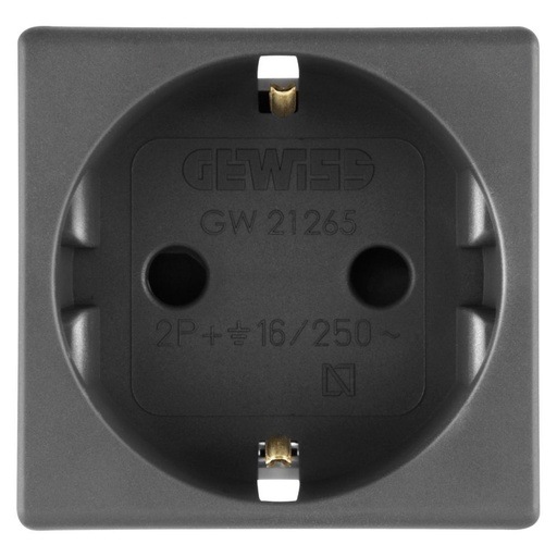 [PTG229.00239] GEWISS GW21265, Priză standard germană 250V c.a., 2P+E 16A, 2 module, Sistem negru