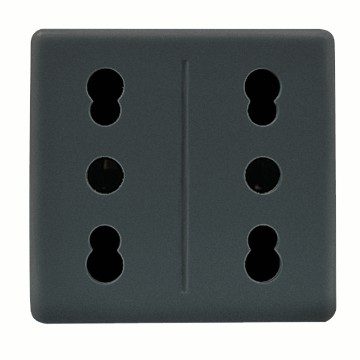 [PTG229.00241] GEWISS GW21291, Italian Standard Double Socket Outlet 250V Ac, 2x2P+E 16A Dual Amperage, P11-P17, 2 Modules, System Black