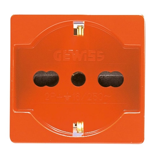 [PTG229.00259] GEWISS GW20287, Italian/german Standard Socket Outlet 250V Ac, for Dedicated Lines, 2P+E 16A Dual Amperage, P40, 2 Modules, Orange, System