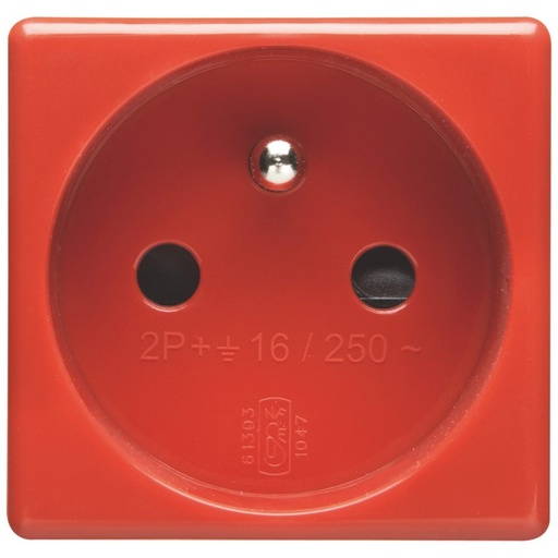 [PTG229.00264] GEWISS GW20312, Priză standard franceză 250V c.a., Pentru linii dedicate, 2P+E 16A, 2 module, Roșu, Sistem