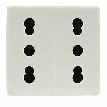 [PTG229.00274] GEWISS GW20291, Priză dublă standard italiană 250V c.a., 2x2P+E 16A amperaj dublu, P11,P17, 2 module, Sistem alb