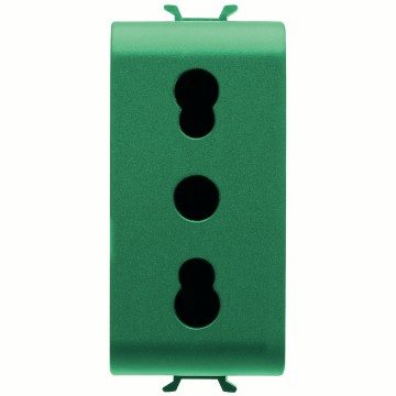 [PTG229.00285] GEWISS GW10223AB, Priză standard italiană 250V c.a., Pentru linii dedicate, 2P+E 16A cu amperaj dublu, P11,P17, 1 modul, Verde, Antibacterian, Chorusmart