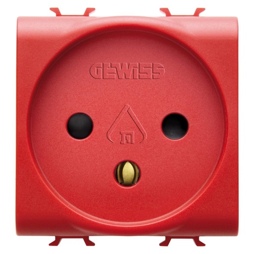 [PTG229.00292] GEWISS GW10291AB, Israeli Standard Socket, Outlet 250V Ac, for Dedicated Lines, 2P+16A, 2 Modules, Red, Antibacterial, Chorusmart