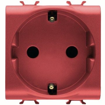 [PTG229.00295] GEWISS GW10351AB, German Standard Socket Outlet 250V Ac, Front Tightening Terminals, for Dedicated Lines, 2P+E 16A, 2 Modules, Red, Antibacterial, Chorusmart