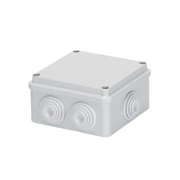 [PTG018.00005] GEWISS GW44004, Junction Box with Plain Screwed Lid, IP55, Internal Dimensions 100x100x50, Walls with Cable Glands, Grey Ral 7035
