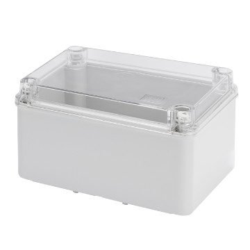 [PTG018.00036] GEWISS GW44138, Junction Box with High Capacity Bottom and Transparent Plain Screwed Lid, IP56, Internal Dimensions 240x190x130, Smooth Walls, Grey Ral 7035