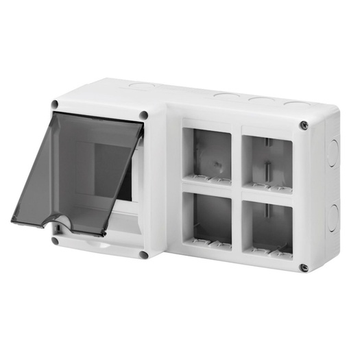 [PTG018.00160] GEWISS GW27072, Carcasă protejată pentru instalarea combinatăA dispozitivelor modulare din șiA sistemului, 4 module din, 8 module de sistem, Modul 2x4, IP40, Gri RAL 7035