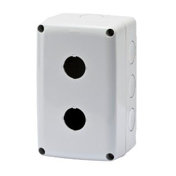 [PTG018.00163] GEWISS GW27102, Empty Enclosure for Push Buttons, Controls and Indicators, 2 Gang, Diameter 22mm, Grey Ral 7035 Lid, IP66