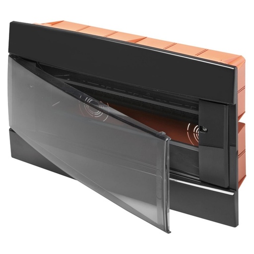 [PTG010.00014] GEWISS GW40237TN, Carcasă decorativă, Montare încastrată, Pre-aranjat pentru blocurile terminale ale carcasei, 148x165x23, Toner negru, 4+1/2 module