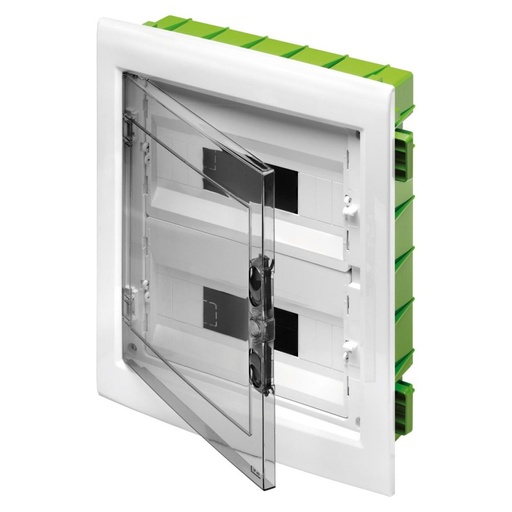 [PTG010.00107] GEWISS GW40606PM, Tablou de distribuție, Perete verde, Pentru pereți mobili și din gIPs-carton, Cu panou cu fereastră fumurie și cadru extractibil,  24 (12x2) module IP40