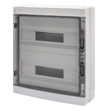 [PTG010.00281] GEWISS GW40107BD, Distribution Board with Panels with Window and Extractable Frame, with Terminal Block N 2 X [(3x16)+(17x10)] E 2 X [(3x16)+(17x10)], (18x2) 36m IP65