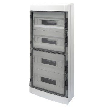 [PTG010.00288] GEWISS GW40109BQ, Distribution Board with Panels with Window and Extractable Frame, with Terminal Block N 4 X [(3x16)+(17x10)] E 4 X [(3x16)+(17x10)], (18x4) 72m IP65