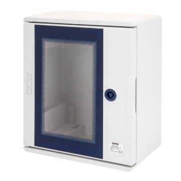 [PTG010.00316] GEWISS GW46201F, Carcasă din poliester cu ușă transparentă prevăzută cu încuietoare, 250x300x160, IP66, Grigio RAL 7035