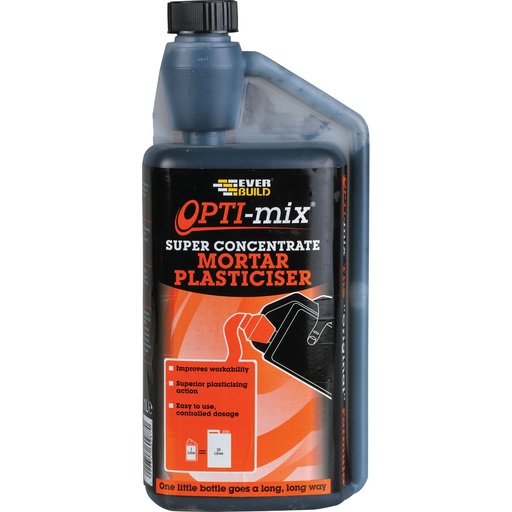 [PTG263.00123] EVERBUILD OPTI-MIX MORTAR PLASTICISER, Highly Concentrated Air Entraining Liquid Plasticising Admixture, 250ml