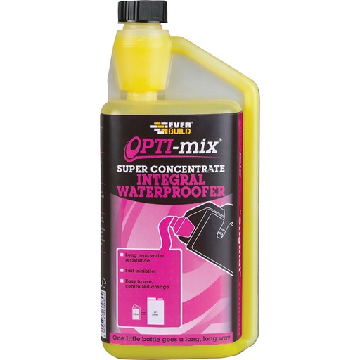 [PTG263.00126] EVERBUILD OPTI-MIX INTEGRAL WATERPROOFER, Super Concentrate Waterproofing and Air Entraining Admixture, 1 L