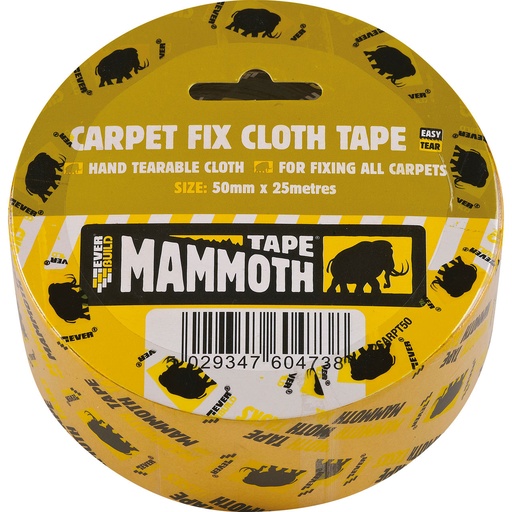 [PTG277.00037] EVERBUILD MAMMOTH CARPET FIX CLOTH TAPE, Premium double-sided carpet fixing cloth tape, Clear, 50 mm x 25 m