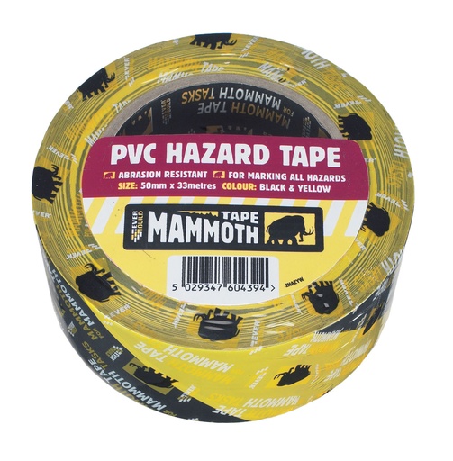 [PTG277.00038] EVERBUILD MAMMOTH PVC HAZARD TAPE, Self-adhesive PVC hazard marking tape, 50 mm x 33 m