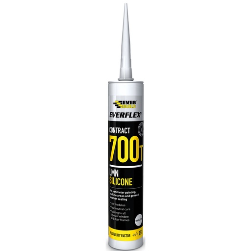 [PTG254.00081] EVERBUILD EVERFLEX 700T Silicone, Low Modulus Sealant for PVCu & Roofline, Interior & Exterior, 300 mL