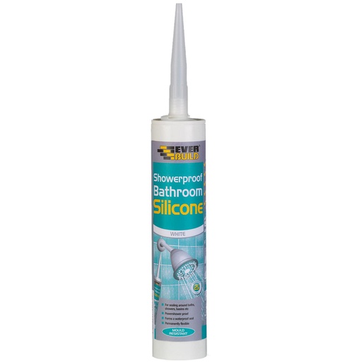[PTG254.00133] EVERBUILD Showerproof Bathroom Silicone, Sanitary Silicone with Anti-Fungal Protection, Interior, 280 mL