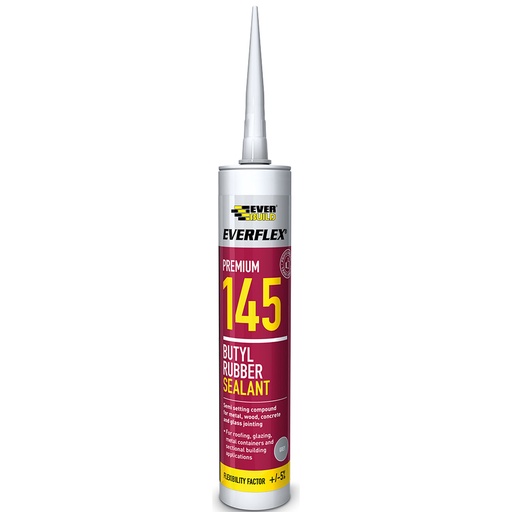 [PTG254.00162] EVERBUILD EVERFLEX 145 Butyl Rubber Sealant, Semi-Setting Butyl Rubber Sealant, Interior & Exterior, Grey, 300 mL