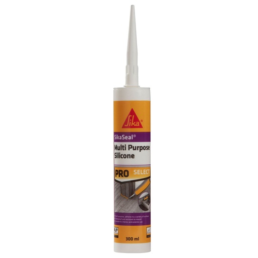 [PTG254.00186] SikaSeal-140 Multi Purpose Silicone, Multi-Purpose Acetoxy Cure Silicone Sealant, Interior & Exterior, White, Clear, 300 mL