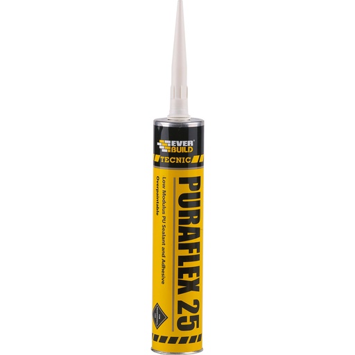 [PTG254.00192] EVERBUILD TECNIC PURAFLEX 25, Overpaintable Polyurethane Adhesive & Sealant Low Modulus, Interior & Exterior, 600 mL