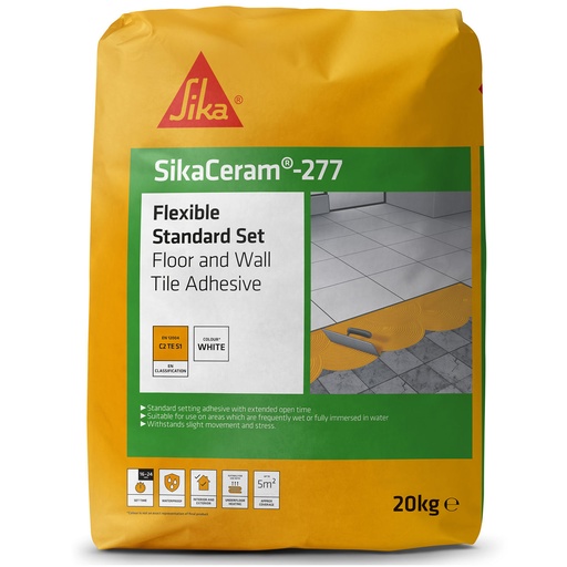[PTG254.00204] SikaCeram-277 Flexible Standard Set, Extended Open Time Tile Adhesive, Interior & Exterior, 20 kg