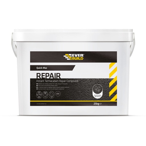 [PTG254.00208] EVERBUILD Quick Mac Instant Tarmacadam, High Spec Tarmacadam Repair Compound, Exterior, Black, 25kg