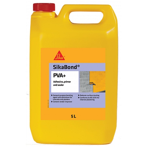 [PTG254.00218] SikaBond Waterproof PVA, Adeziv si sigilant din acetat de vinil pentru exterior, Interior si exterior, Alb, 5 L