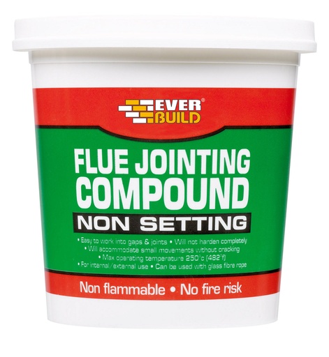 [PTG254.00225] EVERBUILD Flue Jointing Compound, Non-Setting Compound for Metal Flue Jointing, Interior & Exterior, White