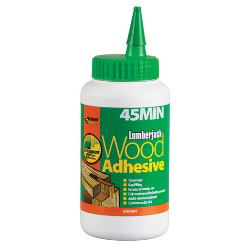 [PTG254.00241] EVERBUILD Lumberjack 45 Min PU Wood Adhesive, Rapid Set Moisture Curing Wood Adhesive, Interior, Brown, 750 g