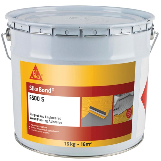 [PTG254.00294] SikaBond-5500 S, Adeziv rigid pe baza de solvent pentru pardoseli din lemn, Interior, Bej, 16 kg