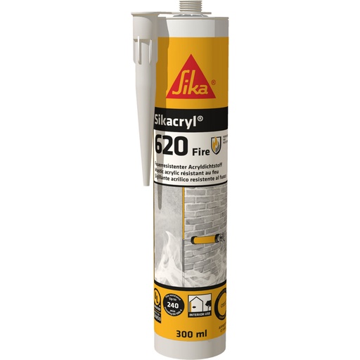 [PTG254.00377] Sikacryl-620 Fire, Etansant acrilic rezistent la foc pentru rosturi liniare, Interior si exterior, 600 ml
