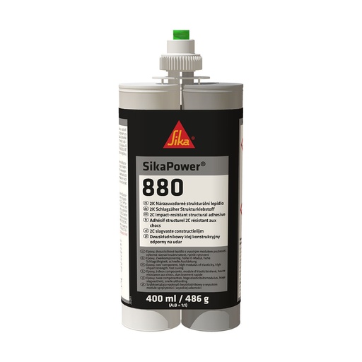 [PTG254.00653] SikaPower-880, Toughened Fast-Curing 2-Part Structural Adhesive, Interior & Exterior, Grey, 400 mL
