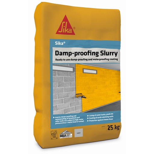 [PTG042.00001] Sika Damp Proofing Slurry, Acoperire protectoare impermeabila si antiumezeala, Interior si exterior, Gri ciment, 25 kg