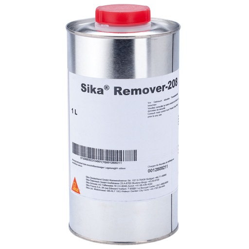 [PTG256.00010] Sika Remover-208, Agent de curatare pe baza de solvent pentru suprafete puternic contaminate, Interior, Transparent, 1000 ml