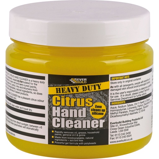 [PTG256.00029] EVERBUILD Heavy Duty Citrus Hand Cleaner, Scrubbing Action, Interior & Exterior, Yellow