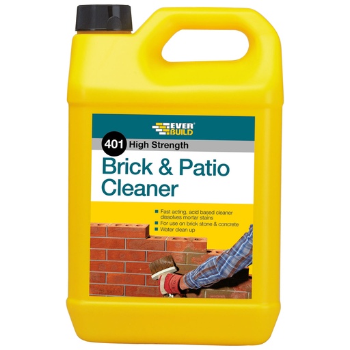 [PTG256.00036] EVERBUILD 401 Brick & Patio Cleaner, Acid Cleaner for Mortar & Cement Stains, Exterior, Blue, 5 L