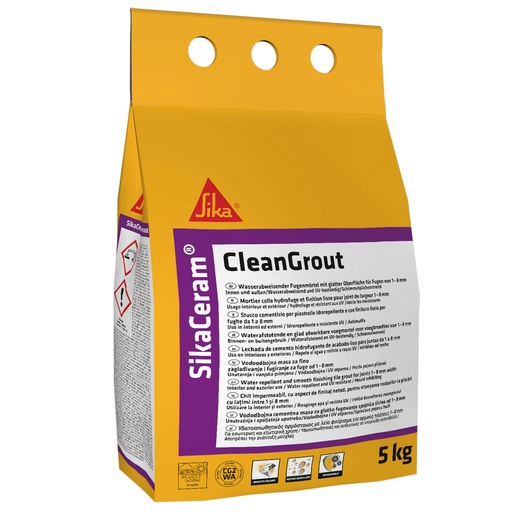 [PTG040.00019] SikaCeram CleanGrout, Chit de rosturi pentru rosturi de 1–8 mm (pe baza de ciment), Interior si exterior, 5 kg
