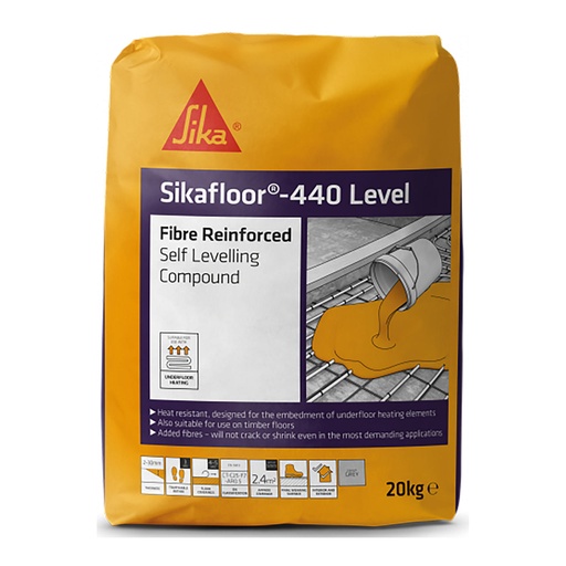 [PTG041.00006] Sikafloor-440 Level Fibre Reinforced, Heat-resistant, fibre-reinforced leveller, Interior & Exterior, Fine Grey, 20 kg