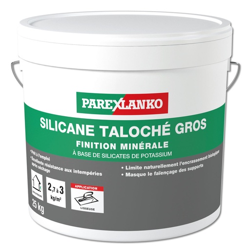 [PTG261.00039] Parex SILICANE TALOCHE GROS, Vapour-Permeable Silicate Finish In Various Colours, Interior & Exterior, Matt Finish, 25 kg